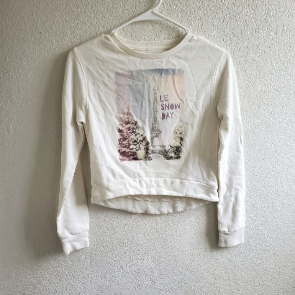 Abercrombie Fitch Kids Girls White Sweater (Le Snow Day) Size Small